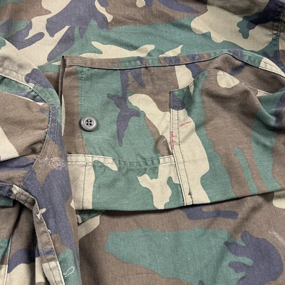 US Military Field Jacket Mens Large Green Woodland Camo Ripstop Utility Coat